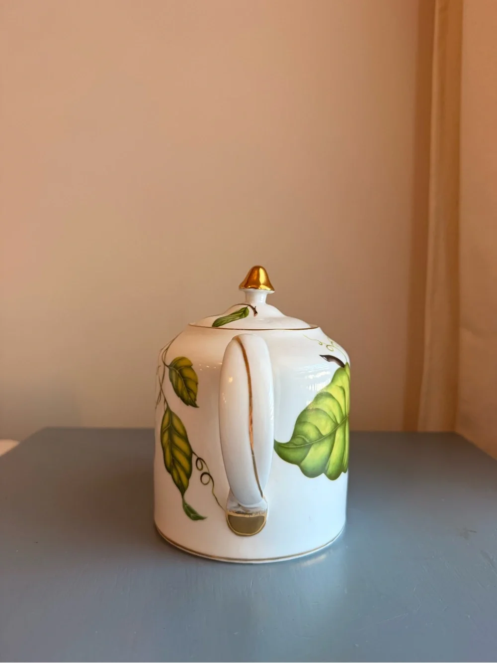 Vintage I Godinger & Co Floral Teapot Botanical Porcelain Gold Trim Lidded